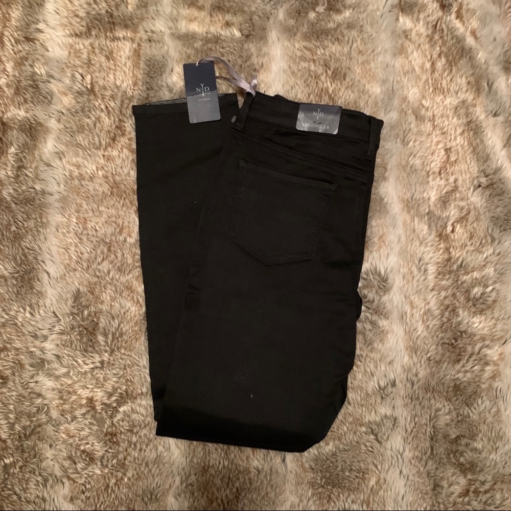 NYDJ Black Faux leather-small side panel l…